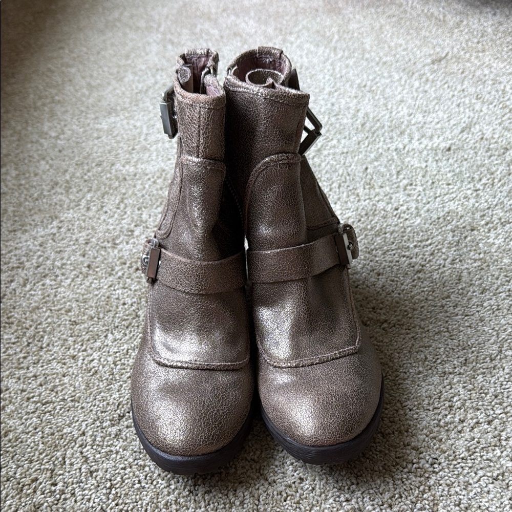 Donald J. Pliner Gold Buckle Ankle Delta Boots